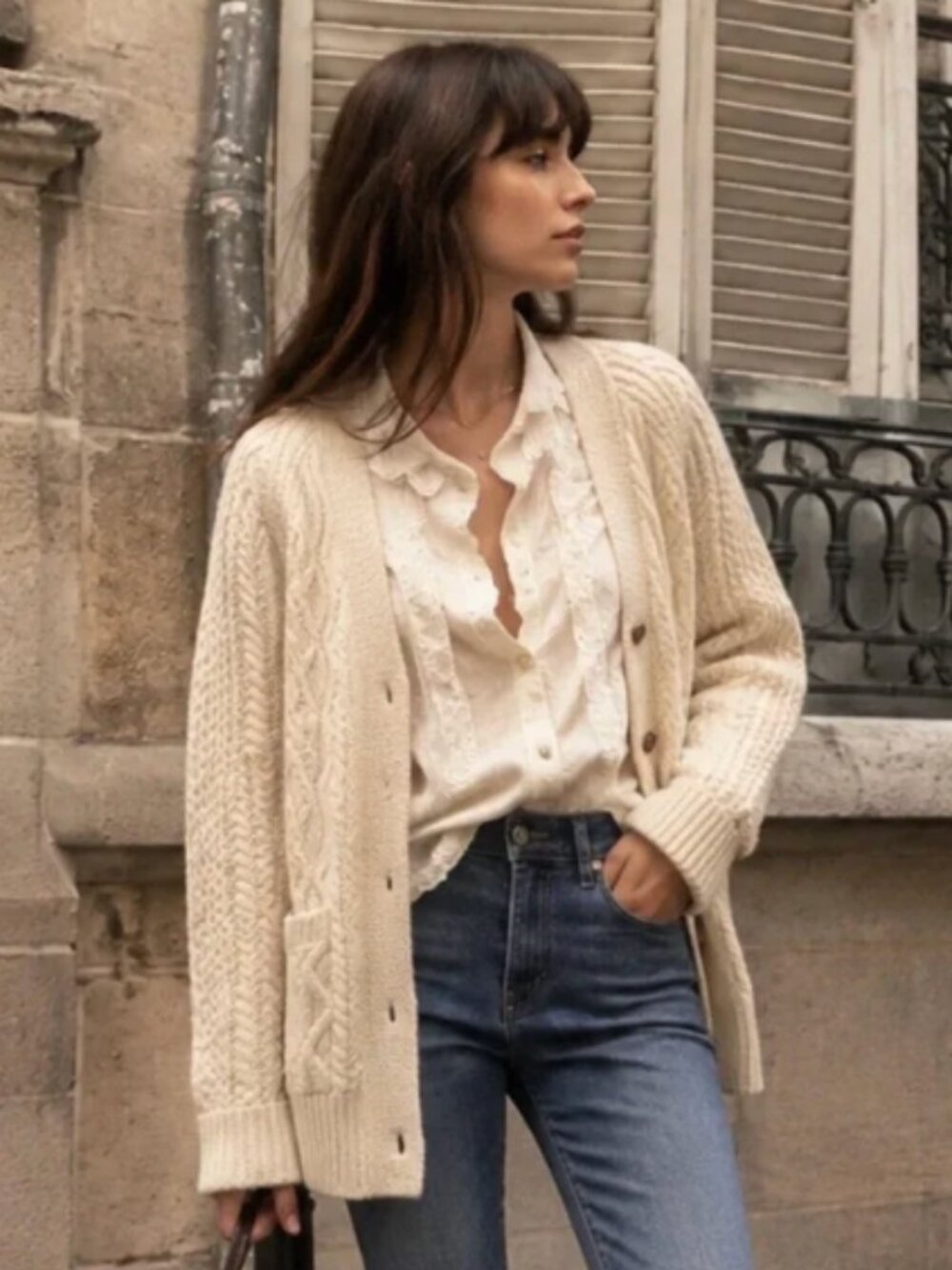 RE/DONE 50s Fisherman Cardigan Ivory Size Small